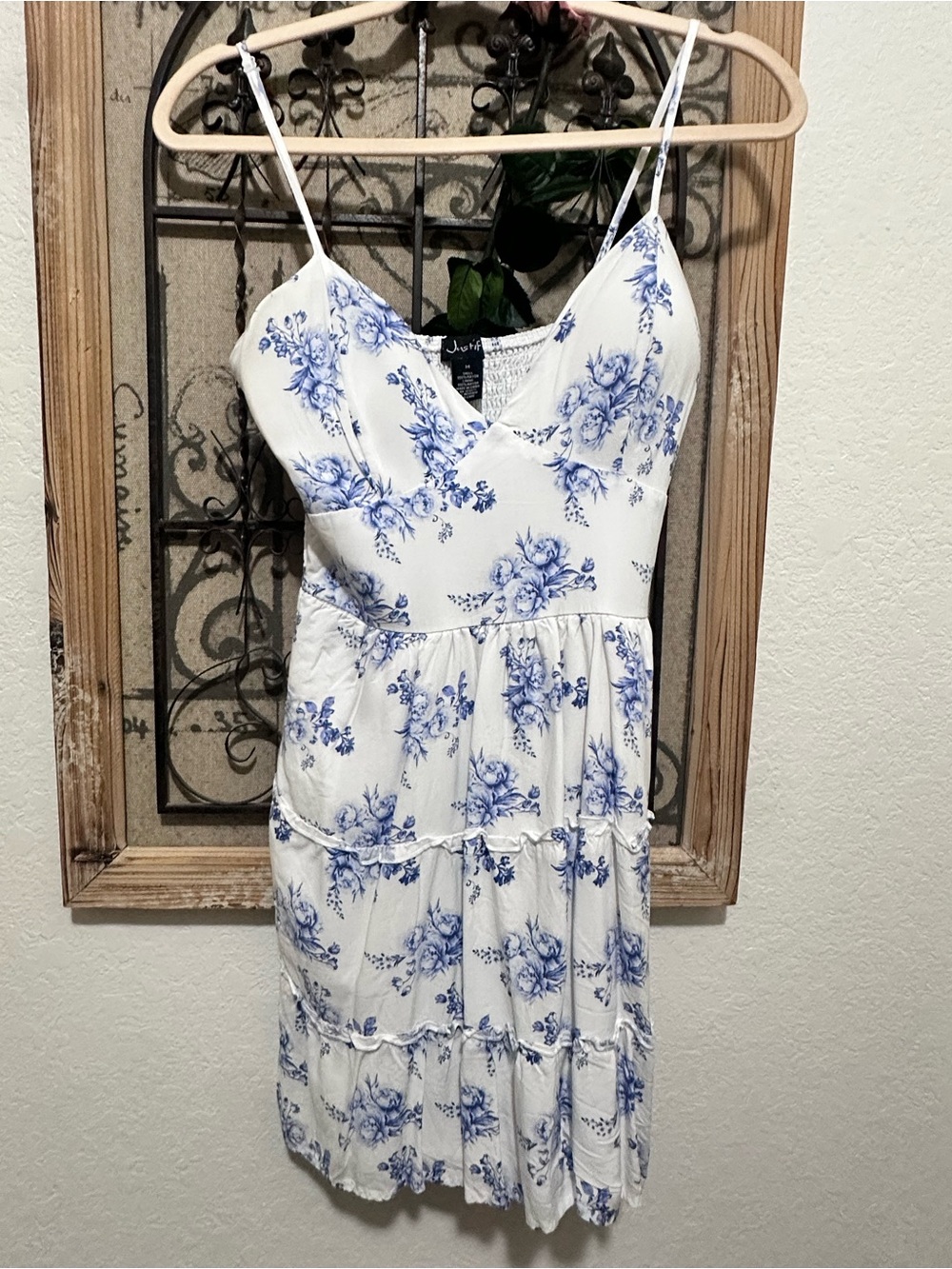 Justify White Mini Dress with Blue Floral Print